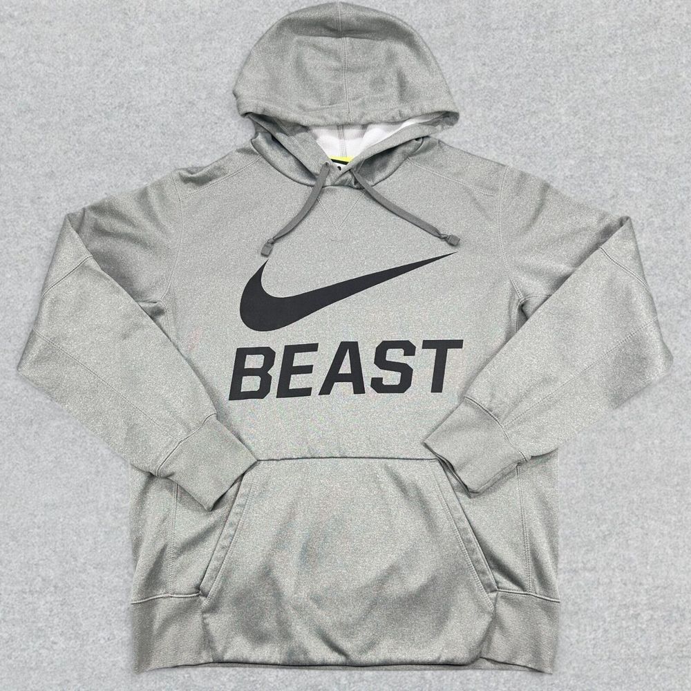 Nike Gray 'BEAST' Pullover Hoodie with Black Logo